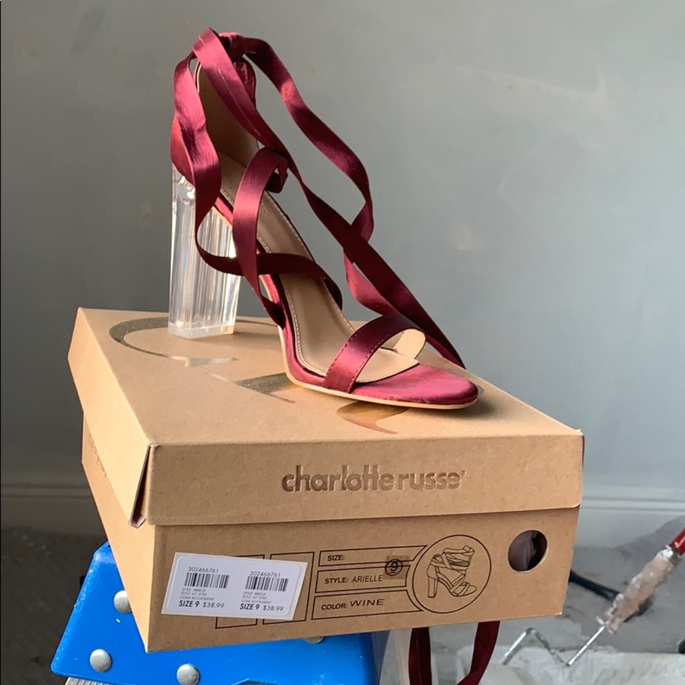 Arielle Wine lace up high heel